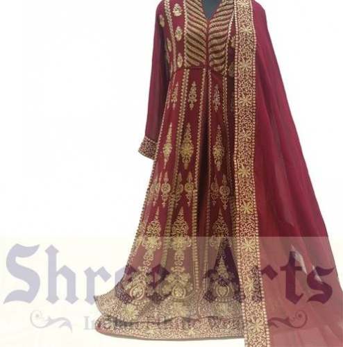 Fancy Maroon Long Gown For Women by Shree Arts