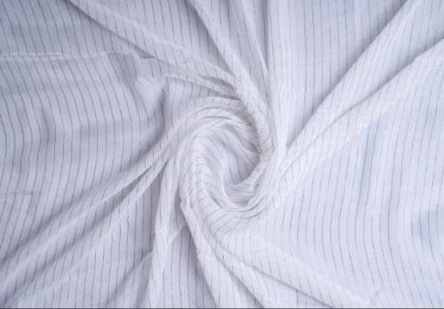 White Georgette Lurex Fabric by Paras Textiles