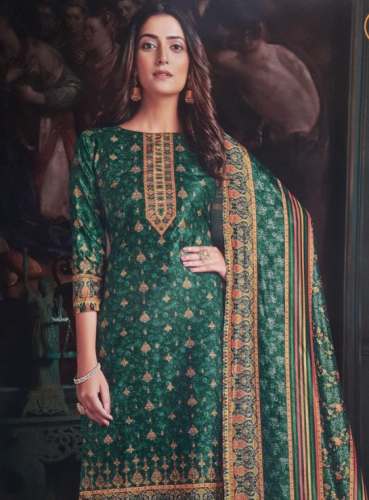 Dark Green Printed Ladies Ready Made Suit For Women by Variety Cloth Store