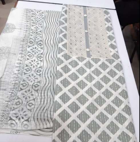 Fancy Grey Cotton Dress Material For Women by Variety Cloth Store