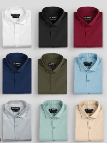 Men Full Sleeve Plain Cotton Shirts by 9X Collection