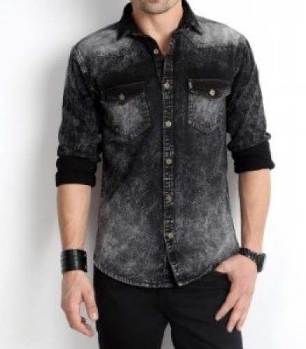 Men Denim Black Shirts