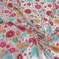 Multi color Georgette Embroidered Fabric For Saree