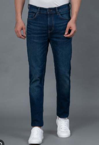 Dark Blue Denim Slim Jeans For Men by Krossworld