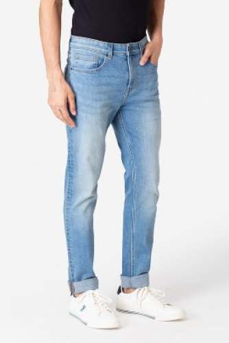 Men Sky Blue Slim Fit Jeans by Krossworld