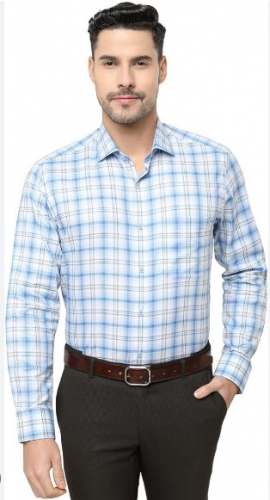 Men BLue Cotton Check Shirt by Jalaram Fashion