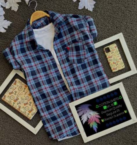 Boys Half Sleeve Casual Check Shirts by Unique Fashion