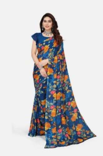 Ladies Daily Wear Poonam Georgette Saree by Krishnam Cloth House