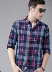 Attractive Boys Check Dark Blue Shirts