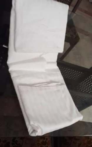 Strip White Hotel Bed Sheet by Rajlaxmi Textiles
