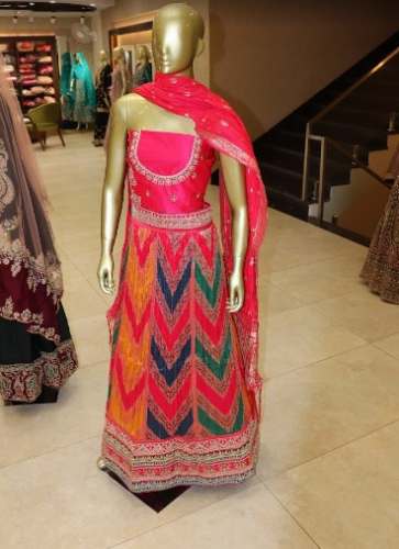 Fancy Pink Crushed Lehenga Choli by Dwarka Silk Store