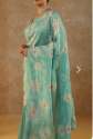Ladies Blue Embroidered Viscose Tissue Saree thumb 2