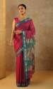 Pink Woven Pure Tissue Cotton Maheshwari Saree with Unstitched Blouse Piece