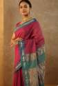 Pink Woven Pure Tissue Cotton Maheshwari Saree with Unstitched Blouse Piece thumb 2