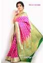 Pink And Green Golden Color Zari Banarasi Silk Saree