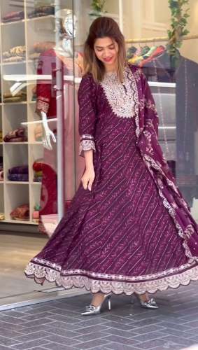Elegant Embroidered Sequence Work Gown Set 
