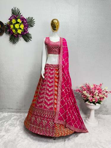 Heavy Faux Georgette 2 Color Bridal Lehenga Choli 