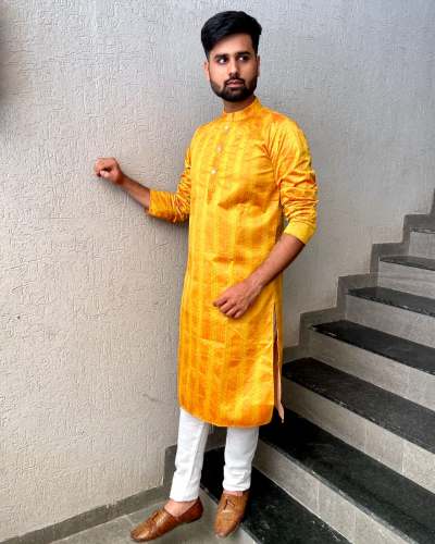 Jacquard Silk Sequence Kurta With Pajama Set for Men