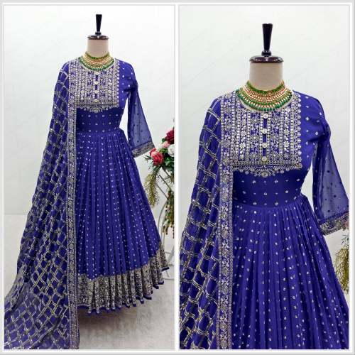 Long Sleeve Georgette Embroidery Gown With Heavy Work Dupatta 