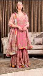 Peach Color Sequence Work Sharar Suit