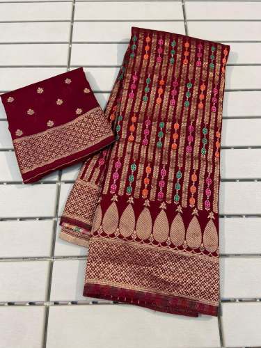  Pure Crepe Khadi Silk Saree With Elegant Zari Wooven Pallu
