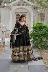 Trendy Georgette Embroidered Gown With Dupatta Set 