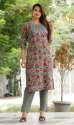 Floral Printed Cotton Kurti Pant Set