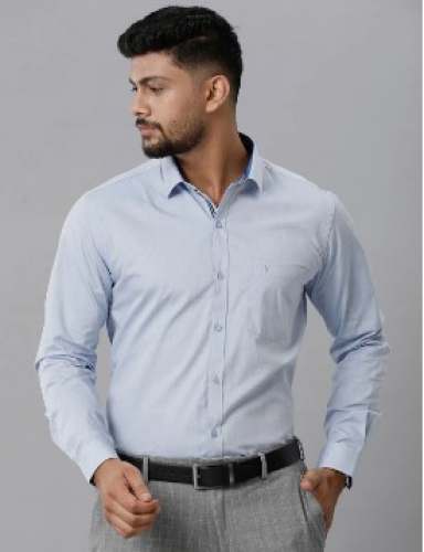 Men Sky Blue Formal Cotton Shirts by S Kumar And Son