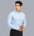 Office Wear Sky Blue Plain Shirt For Men