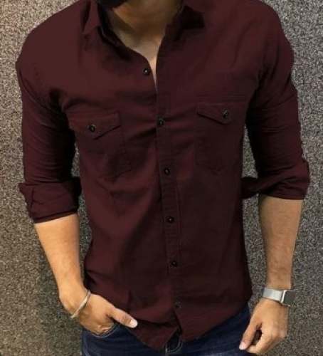 Men Maroon Plain Shirts by Sehlot Fashion