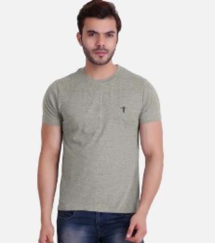 Men Round Neck Formal Grey T shirts by Sehlot Fashion