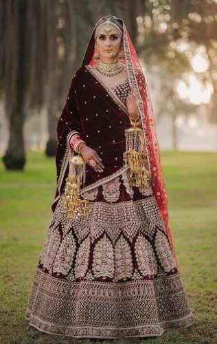 Maroon Designer Heavy Embroidery Work Wedding Lehenga by Ashirwad Fashion World