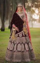 Maroon Designer Heavy Embroidery Work Wedding Lehenga