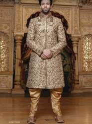 Mens Cream Embroidery Kurta Dhoti Set