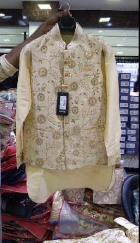 Mens Off White Embroidery Kurta by Ana Garments