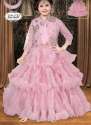 Pink Ruffle Party Wear Frock For Women