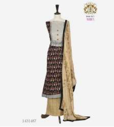 Black Cotton Printed Dress Material