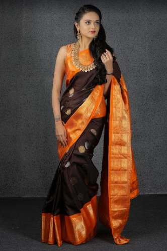 Black And Red Kanchipuram Silk Saree