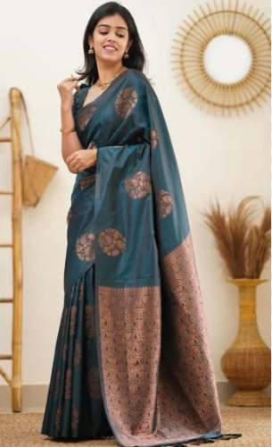 Exclusive Kanchipuram Gold Zari Print Saree by Sakhi House of Kanchi Weaves