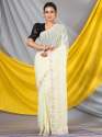 Cream Georgette Sequins Designer Mahalasa saree