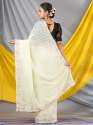 Cream Georgette Sequins Designer Mahalasa saree thumb 3