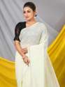 Cream Sequins Georgette Designer Mahalasa  Saree thumb 1