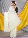 Cream Sequins Georgette Designer Mahalasa  Saree thumb 3