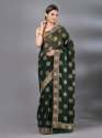 Dark Green Casual Chiffon Foil Pattern Designer Mahalasa Saree