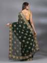 Dark Green Casual Chiffon Foil Pattern Designer Mahalasa Saree thumb 1