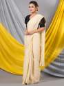 Gold Beige Naturally Dyed Block Printed Chiffon Mahalasa  Saree thumb 2