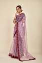 Lavender Tissue Organza Solid Designer Mahalasa Saree With Lece Border thumb 2