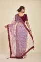 Lavender Tissue Organza Solid Designer Mahalasa Saree With Lece Border thumb 3