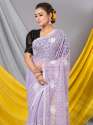 Lavendor Chiffon Sequence Floral Designer Mahalasa Saree thumb 2