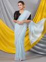 Light Blue Georgette Crush Mahalasa Saree With Fancy Belt